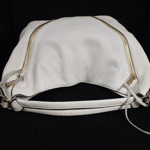 Rebecca Minkoff Moto Double Zip White Leather Hobo Bag display picture 3